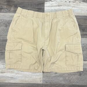 Tommy Bahama Relax Shorts Khaki Tan Mens L Elastic Waist‎ Coastal Vacation Cargo
